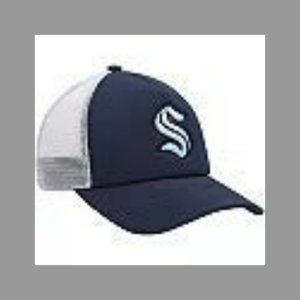 Men's adidas Deep Sea Blue/White Seattle Kraken Team Foam Trucker Snapback Hat